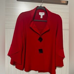 Joseph Ribkoff Sophisticated Red Classic Flutter Sleeve Office Jacket size 16